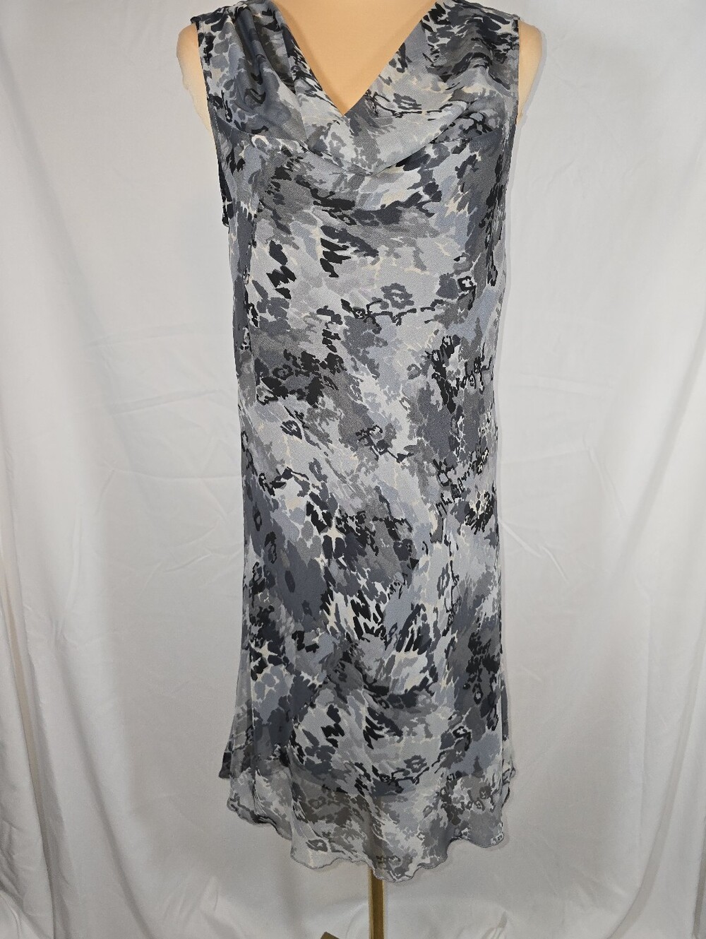 Sleeveless Gray Cowl Neck Women's Dress